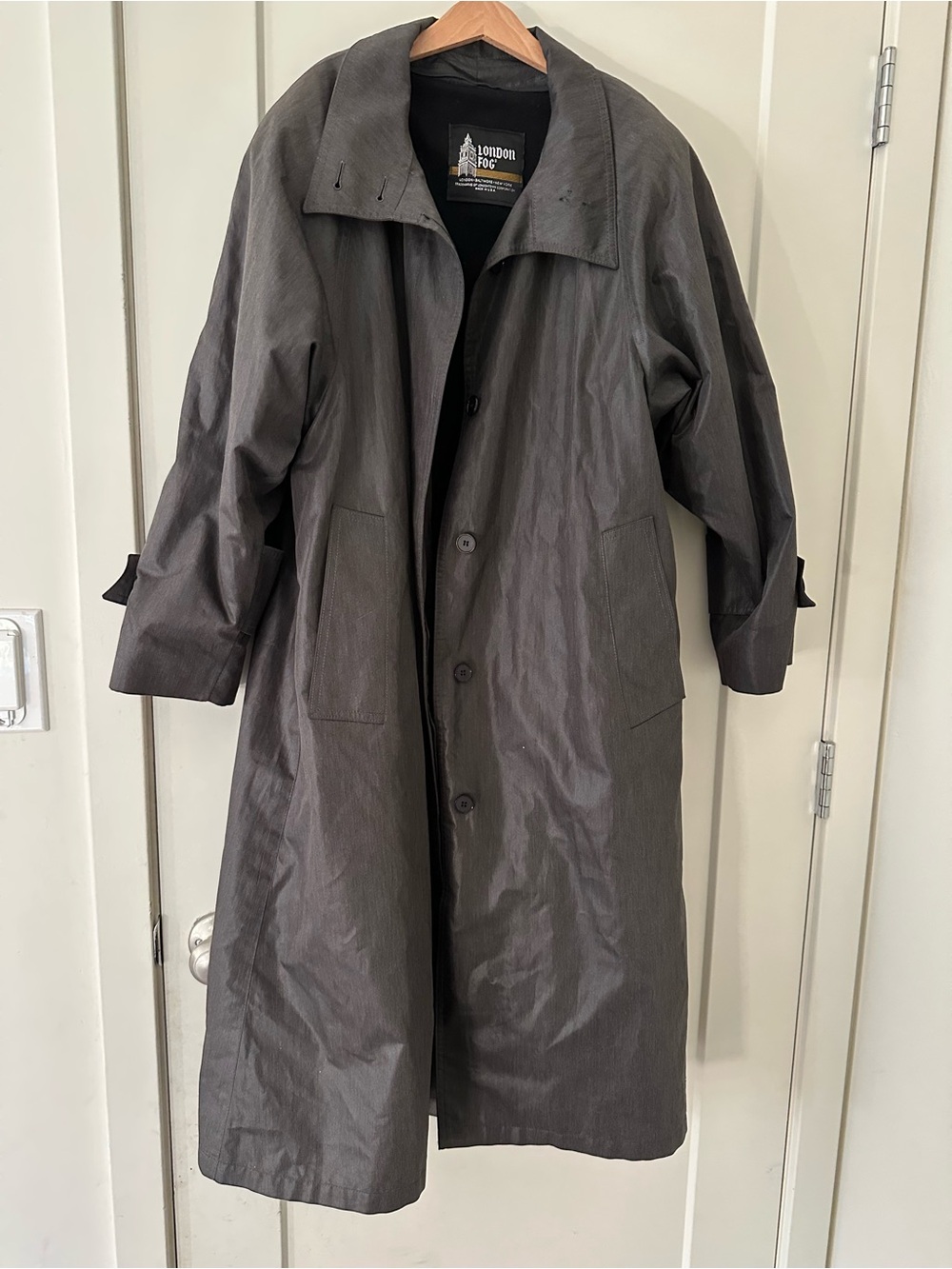 Vintage London Fog Gray Pewter Metallic Trench coat